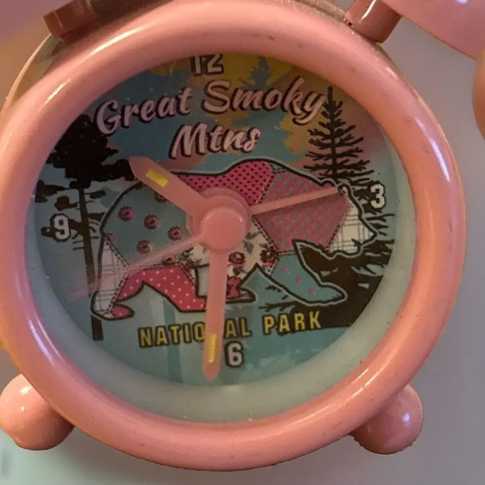 Miniature Pink Alarm Clock Great Smoky Mtns For Repair Only